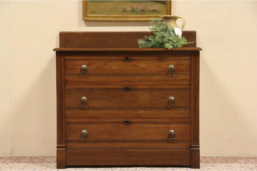 Photo of Eastlake 1885 Antique Walnut Chest or Dresser