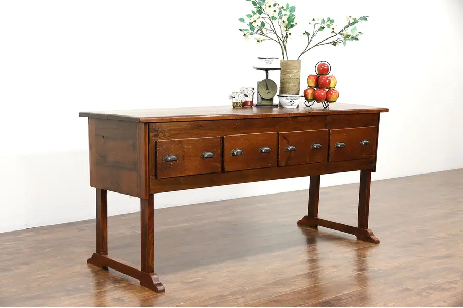 Photo of Country Pine Antique 1900 Kitchen Island, Counter, Wine & Cheese Tasting Table