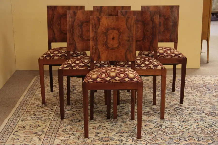Photo of Art Deco Burl Set of 6 Dining Chairs