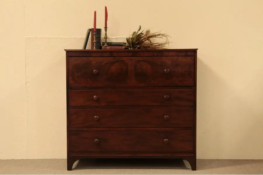 Photo of New England 1820 Mahogany & Cherry Chest or Dresser
