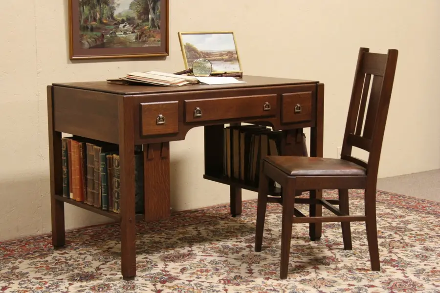 Photo of Arts & Crafts Daisy of Faribault, MN Library Table or Desk