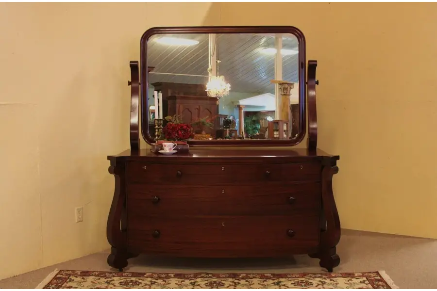 Photo of Empire Antique Chest or Dresser, Mirror