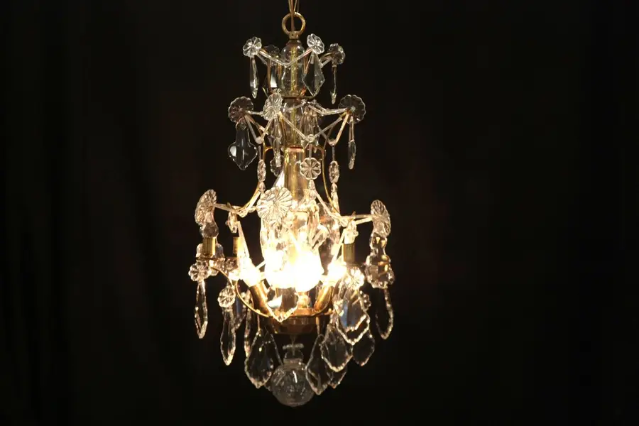 Photo of Swedish Brass & Crystal Chandelier
