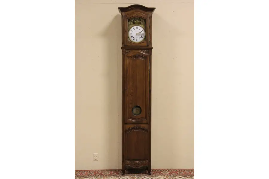 Photo of Country French Oak Tall Case Grandfather Clock