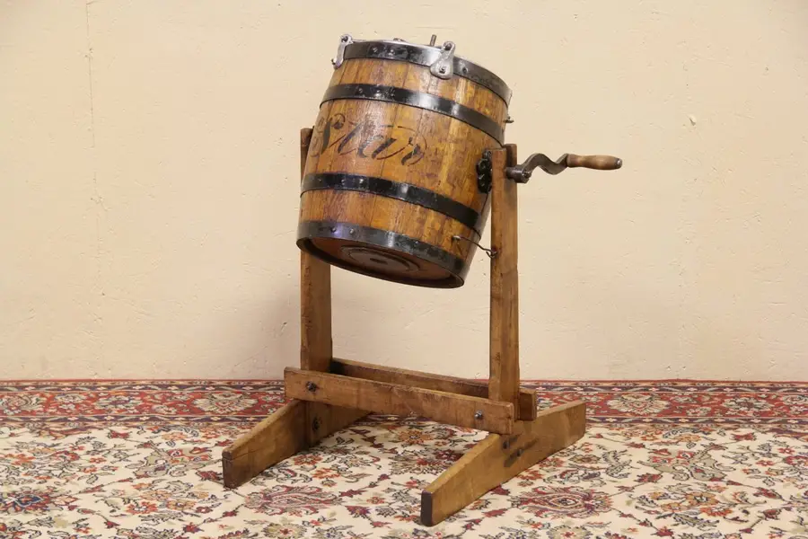 Photo of Star 1900 Antique Revolving Oak Barrel Butter Churn