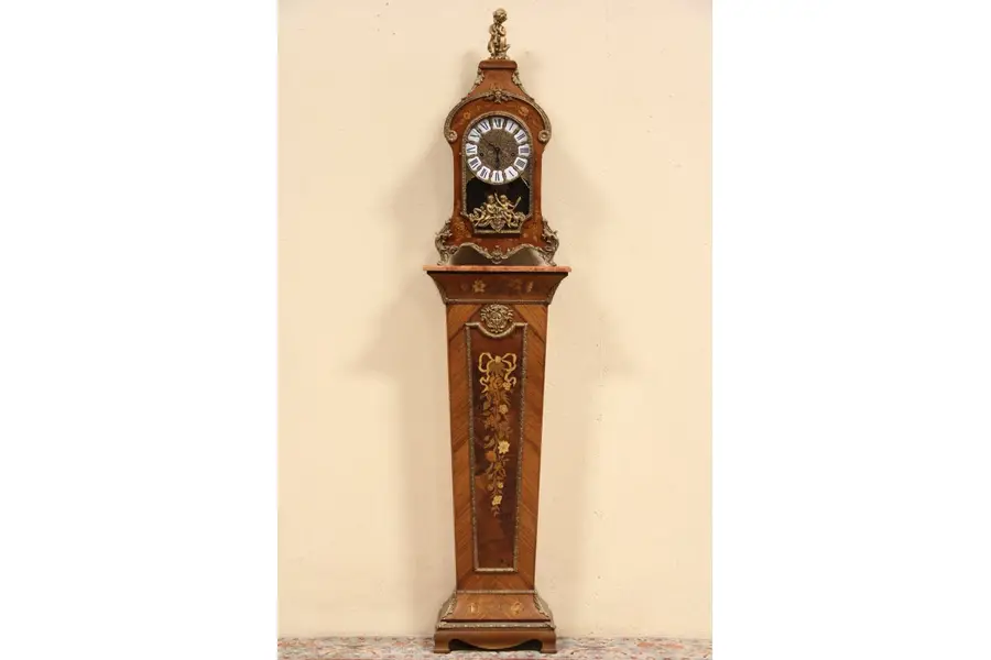 Photo of Hermle Marquetry Bracket Clock & Marble Top Pedestal, Germany