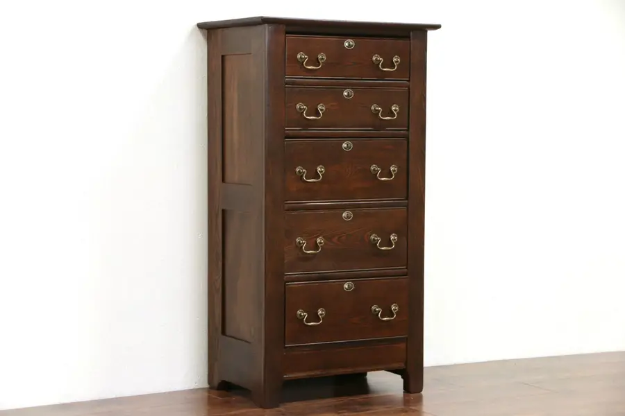 Photo of Oak & Ash 1890 Narrow 5 Drawer Tall Chest or Dresser