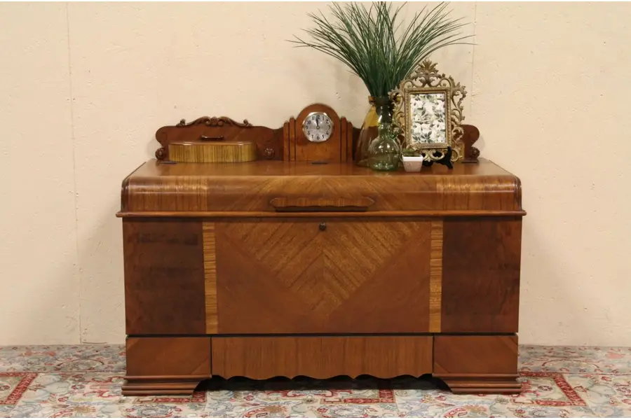 Photo of Art Deco Cedar 1940 Waterfall Chest & Clock