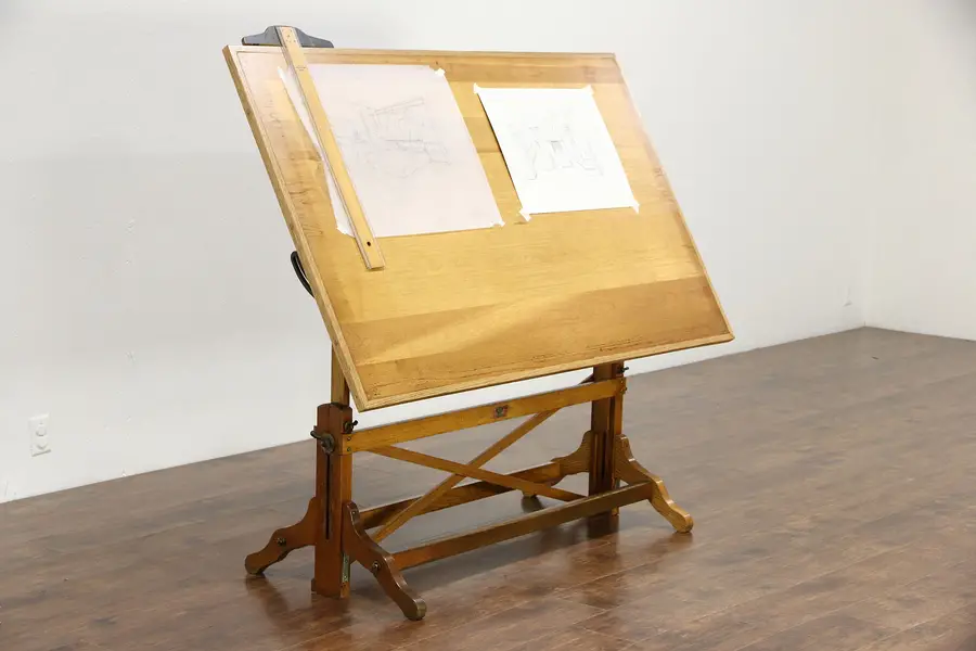 Photo of Drafting or Artist Desk, Drawing or Wine & Cheese Table, Signed Post Chicago