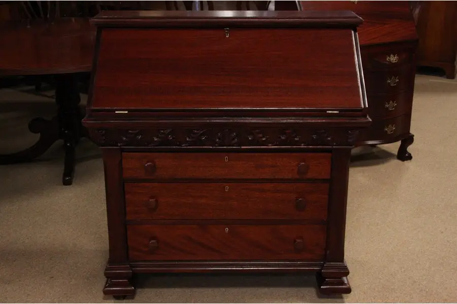 Photo of Carved Mahogany Early 1900's Secretary Desk