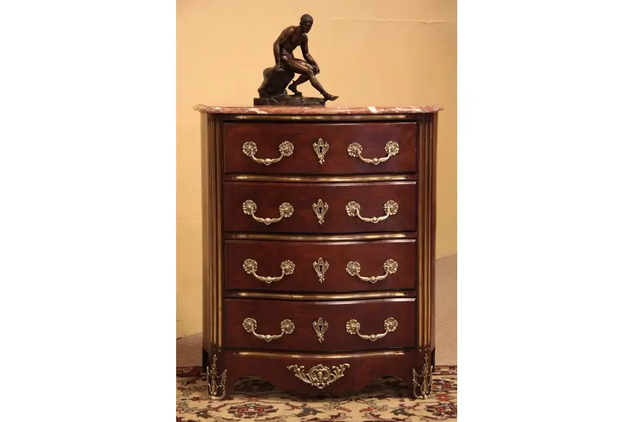 Photo of Marble Top French Antique Chest, Dresser or Commode