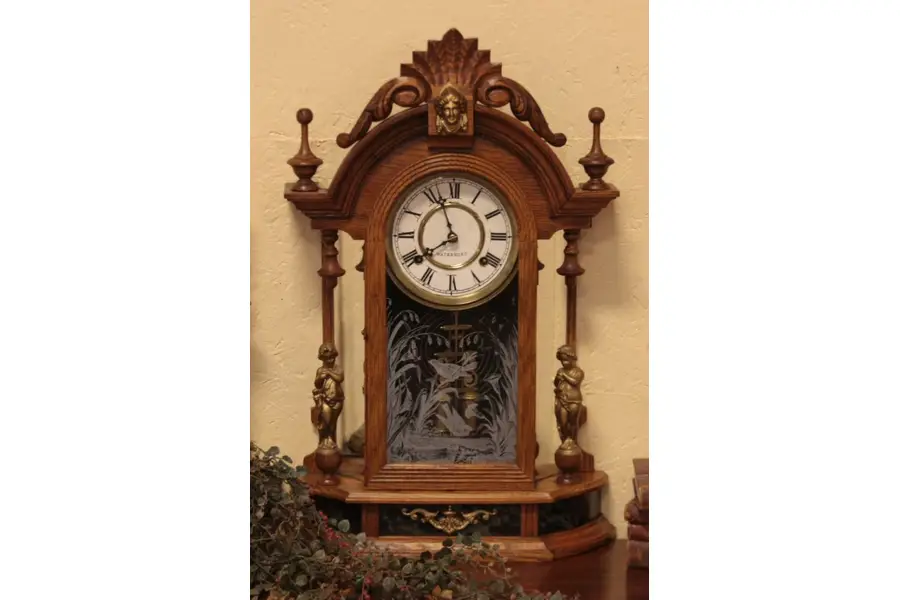 Photo of Waterbury Victorian Oak Clock, Angels