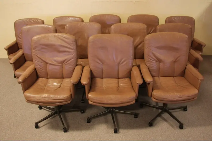 Photo of Leather Swivel Executive Conference Chair, Set of 12