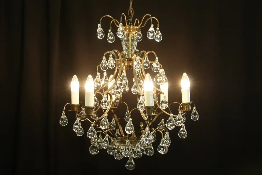 Photo of Antique Bronze Chandelier, Bubble Prisms