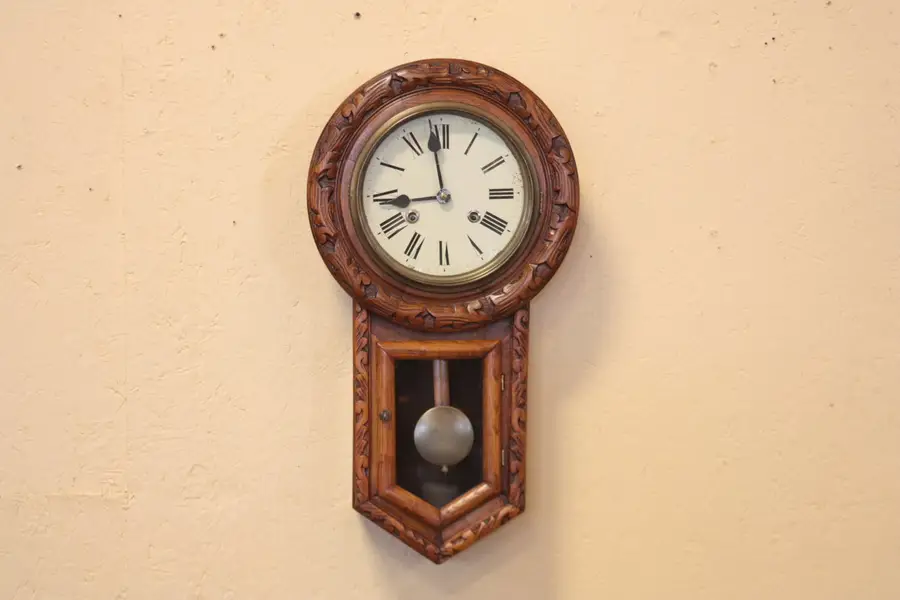 Photo of Victorian Carved Oak 1890 Wall Clock