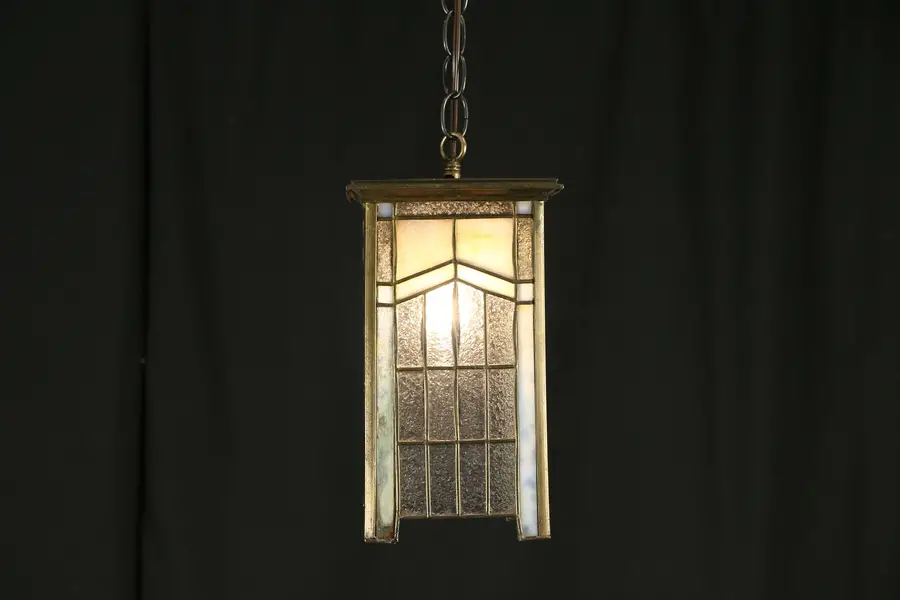 Photo of Arts & Crafts Antique Leaded Glass Craftsman Hall Lantern Light