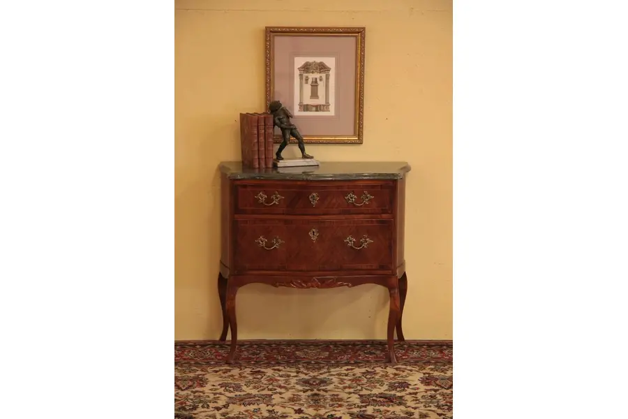Photo of Swedish Marble Top Bombe Marquetry Chest