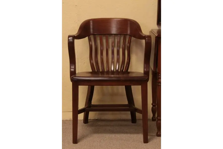 Photo of 1910 Antique Banker Walnut Arm Chair