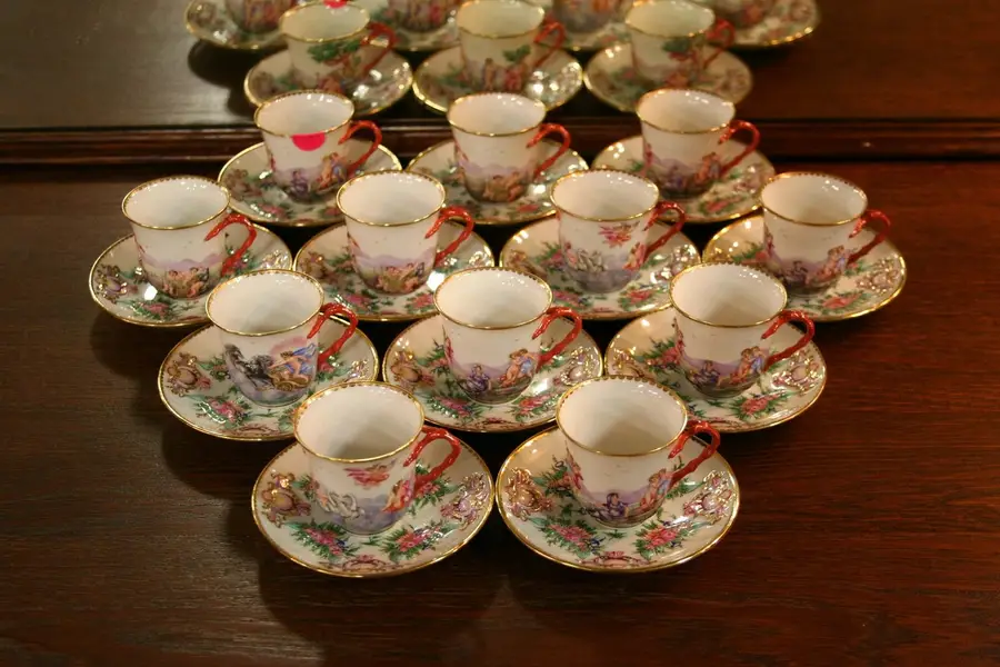 Photo of Set 12 Italian Capodimonte Demitasse Cups & Saucers