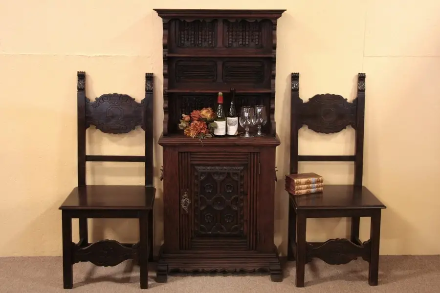 Photo of Pair of Carved Renaissance Hall Chairs