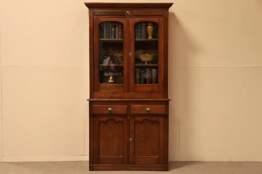 Photo of Victorian Walnut China Cabinet or Cupboard