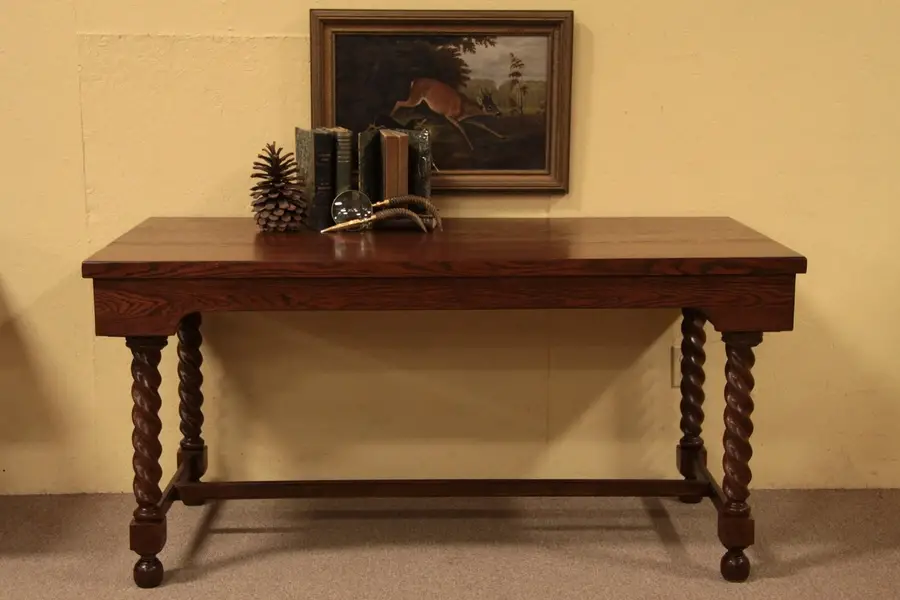Photo of Oak Antique Library Table or Writing Desk