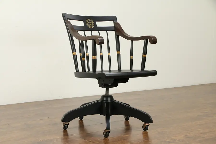 Photo of Harvard University Maple & Ebonized Swivel Adjustable Desk Chair, Veritas