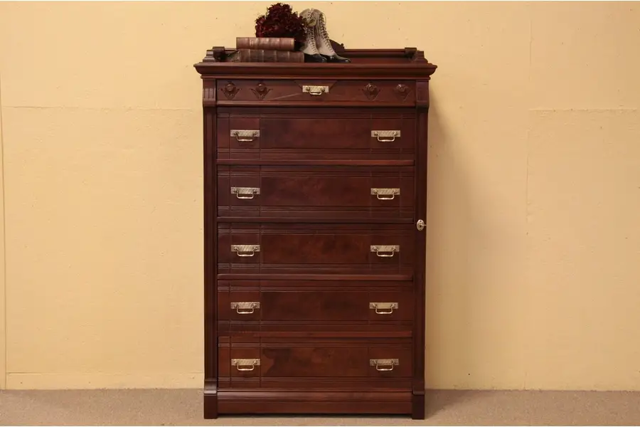 Photo of Victorian Eastlake Sidelock Chest or Dresser
