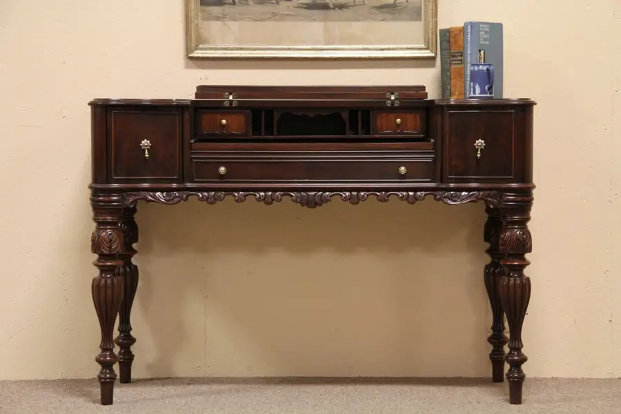 Photo of Carved Antique 1920's Hekman Spinet Desk