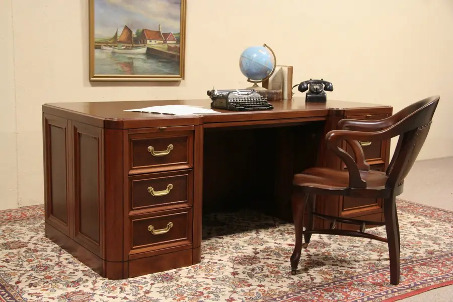 Photo of Alex Stuart 6' 4" Vintage Mahogany Executive Desk
