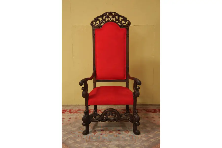 Photo of Carved Antique Throne or Hall Chair