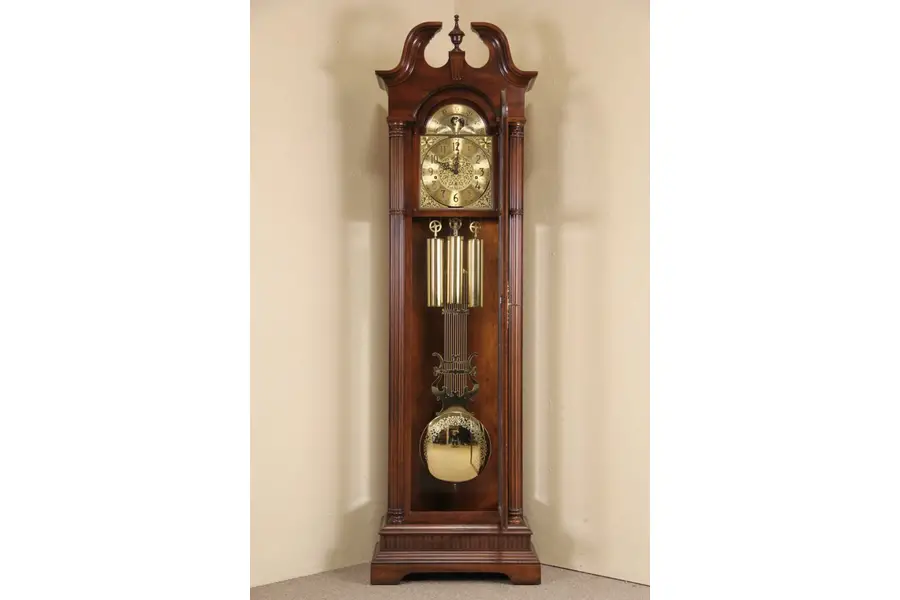 Photo of Sligh Cherry Vintage Grandfather or Tall Case Clock, Westminster Chime