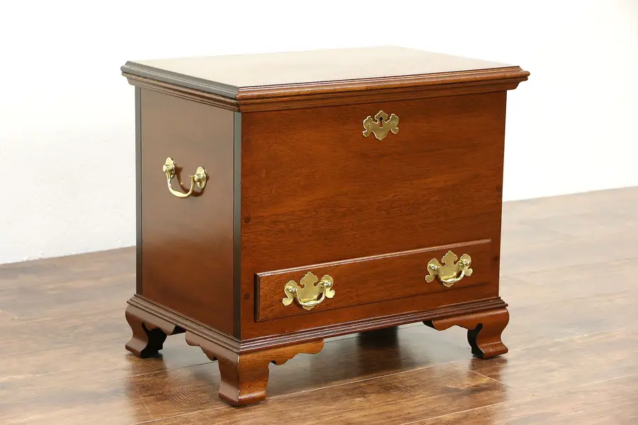Photo of Traditional Vintage Mahogany Trunk or Lift Lid Chairside Chest