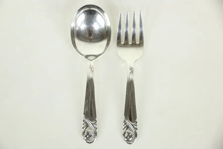 Photo of International Sterling Silver Child Baby Fork & Spoon Set, Spring Glory, No Mono