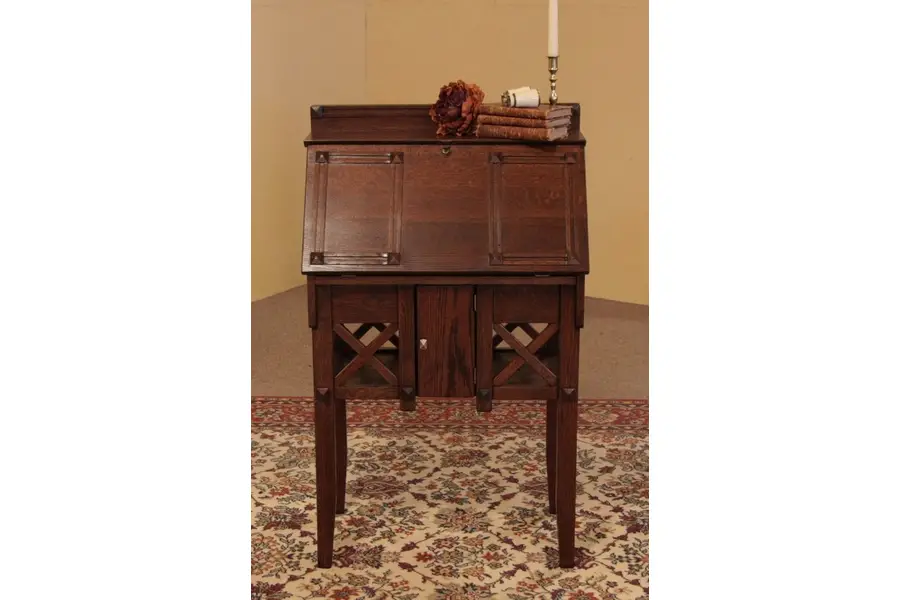 Photo of Arts & Crafts Mission Oak Antique Secretary Desk