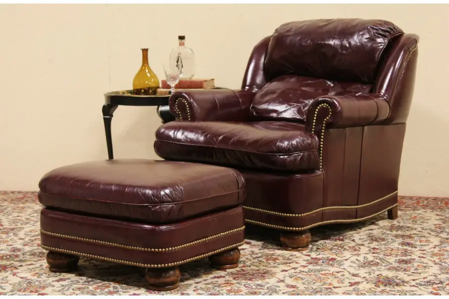 Photo of Hancock & Moore Vintage Leather Chair & Ottoman