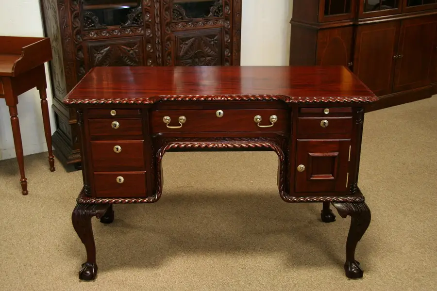 Photo of Georgian Chippendale Carved Mahogany Desk circa1900