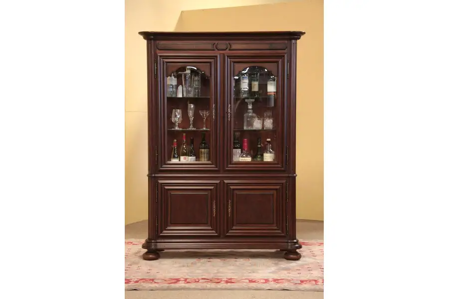 Photo of Fruitwood China Cabinet, Beveled Glass Doors