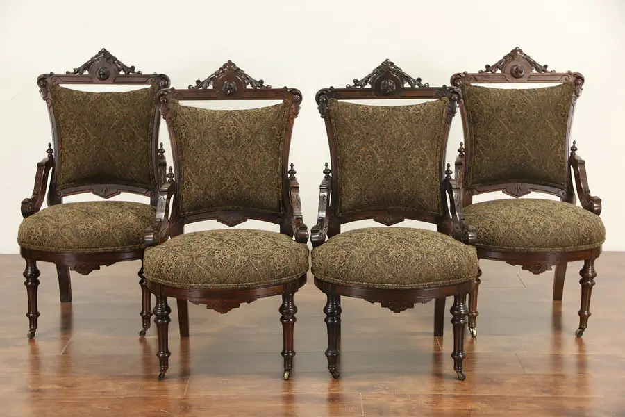 Photo of Victorian Renaissance 1870's Antique Jenny Lind set of 2 Chairs