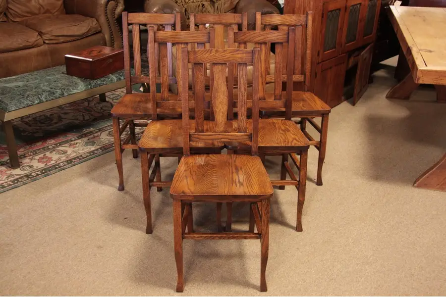 Photo of Dining Chairs, Arts & Crafts Mission Oak, Set of 6