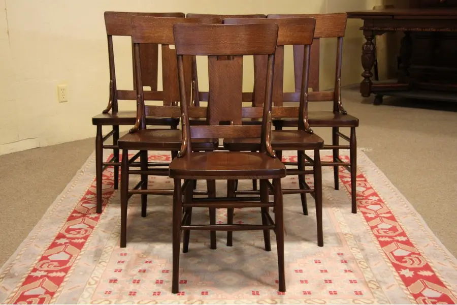 Photo of Set of 6 Antique Oak 1900 Dining Chairs