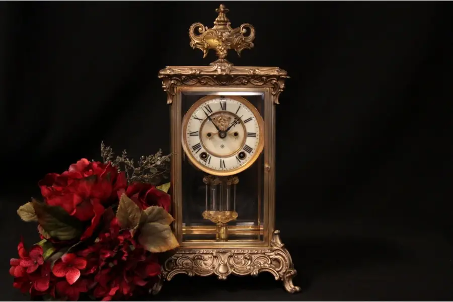 Photo of Ansonia Antique Crystal Regulator Brass Clock