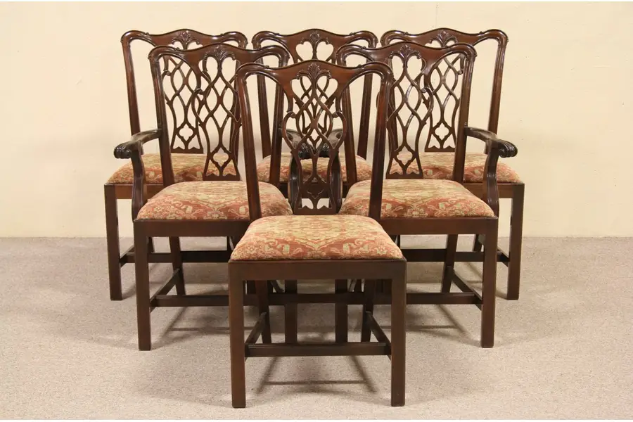 Photo of Set of 6 Vintage Georgian Mahogany Dining Chairs