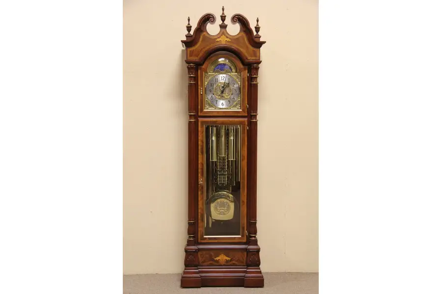 Photo of Sligh Signed & Numbered Grandfather Tall Case Clock, Tubular Chimes