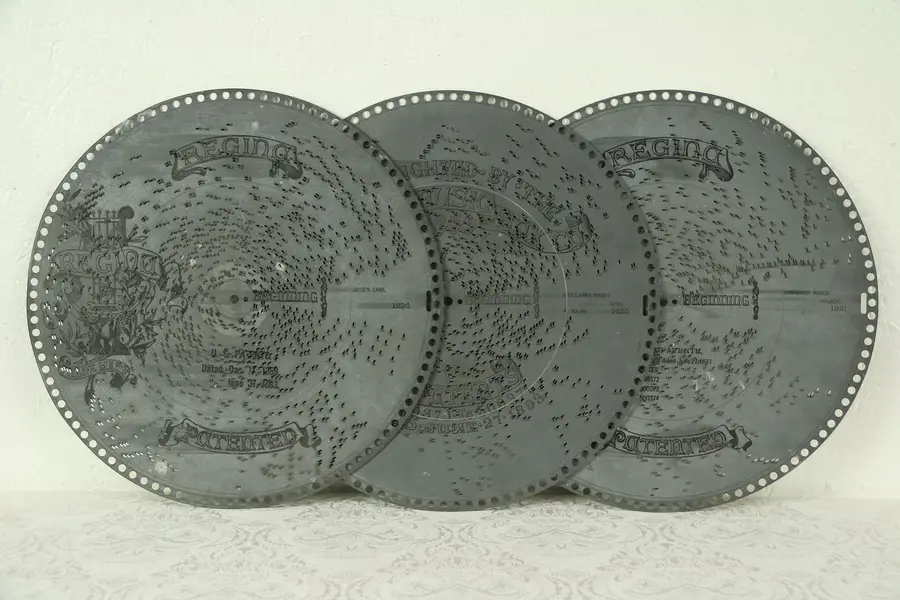 Photo of Three Antique 15 1/2" Regina Music Box Discs
