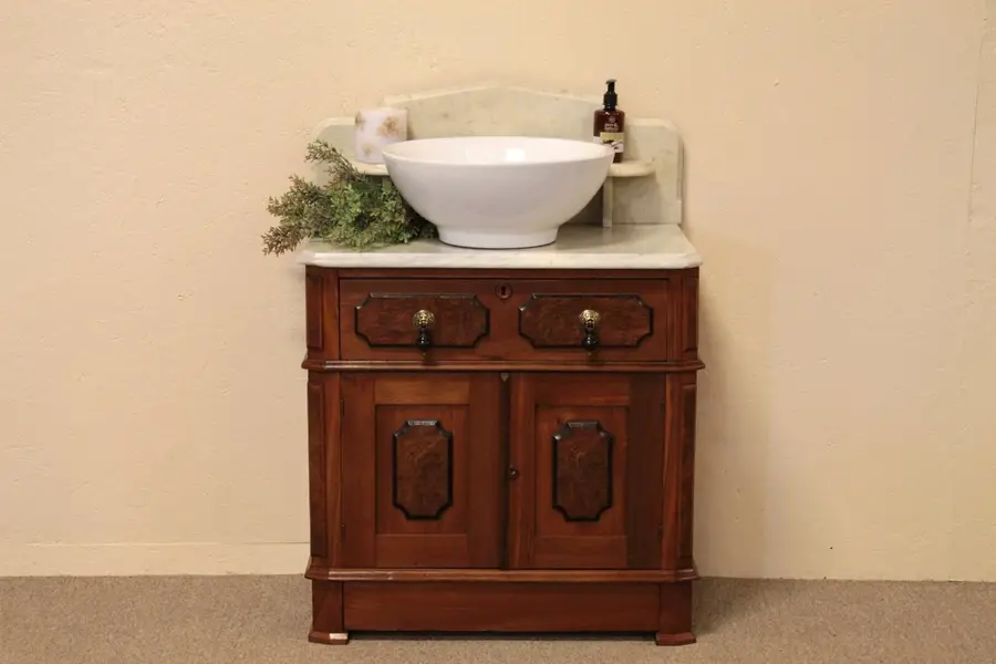 Photo of Victorian Marble Top Antique Chest or Commode