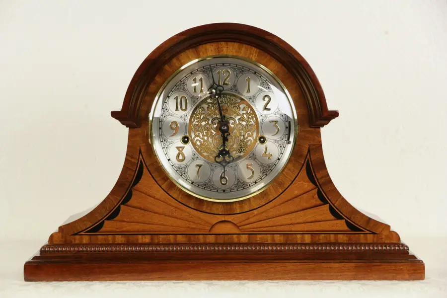 Photo of Sligh Westminster Mahogany & Marquetry Mantel Clock, German Hermle Movement