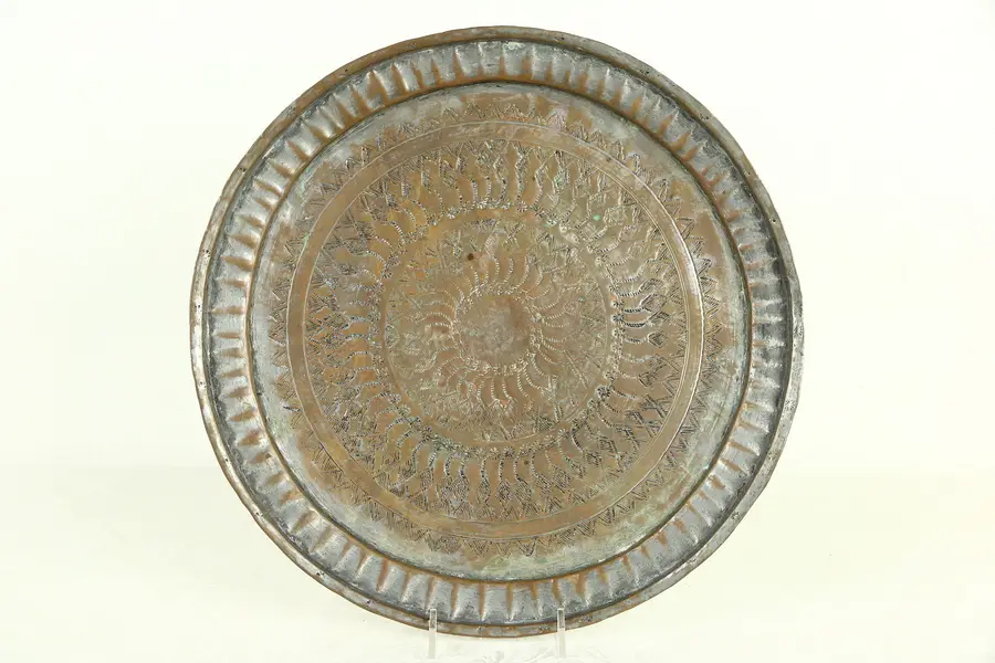 Photo of Turkish Hand Hammered Copper 13" Serving Tray