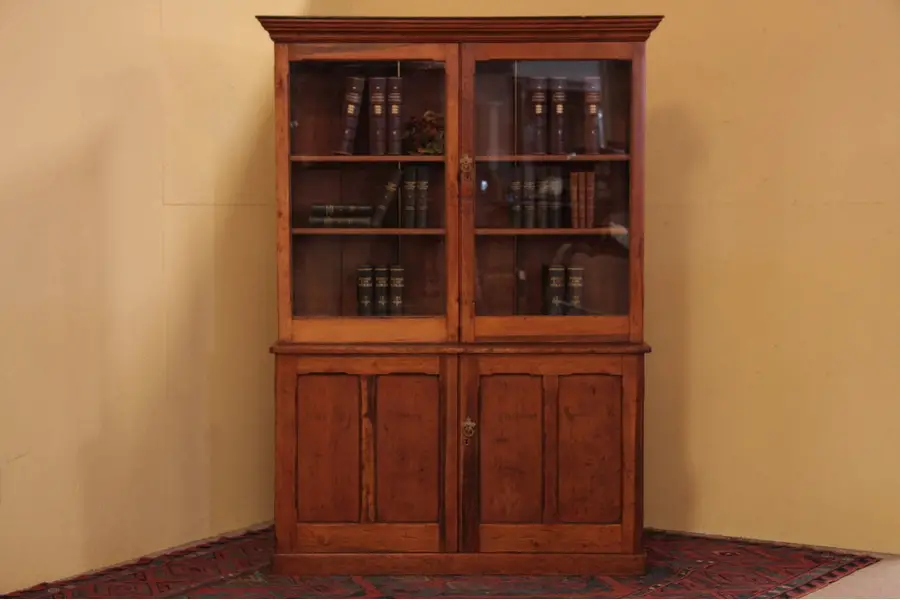 Photo of Victorian Country Pine Antique Bookcase ChinaCabinet