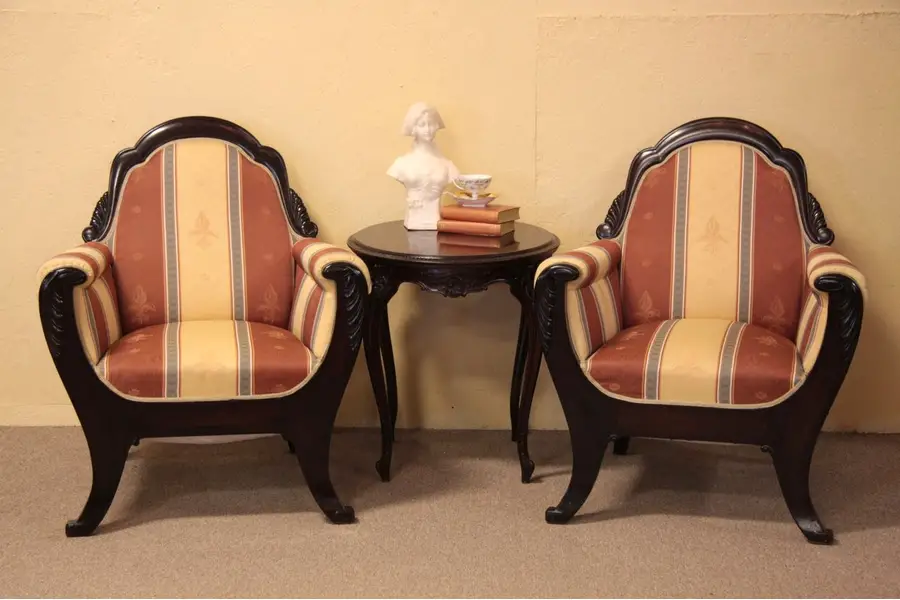 Photo of Pair of Antique Biedermeier or Empire Armchairs